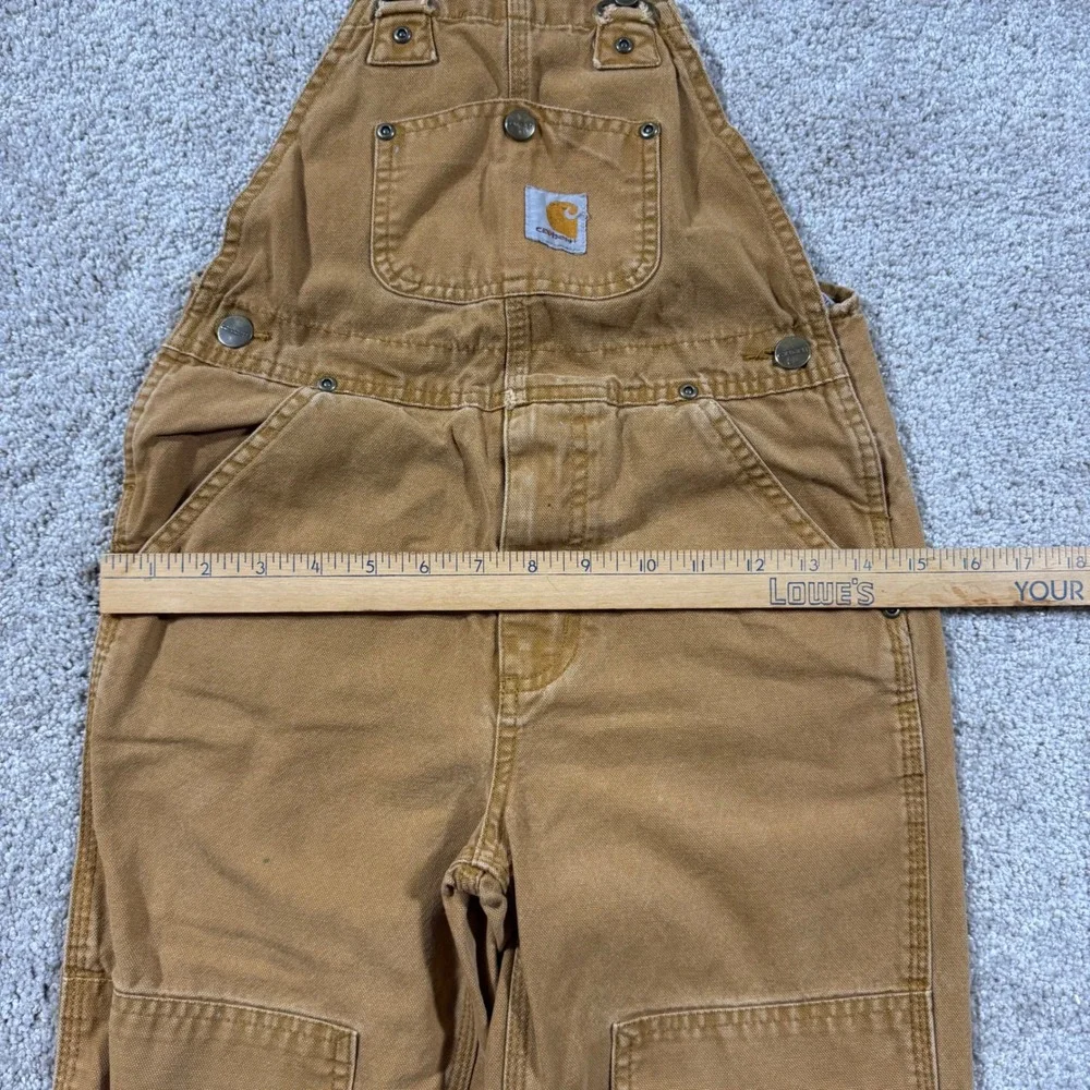 Carhartt Kids Brown Canvas Double Knee Bib Overalls Size 6 Workwear Duck Bibs
